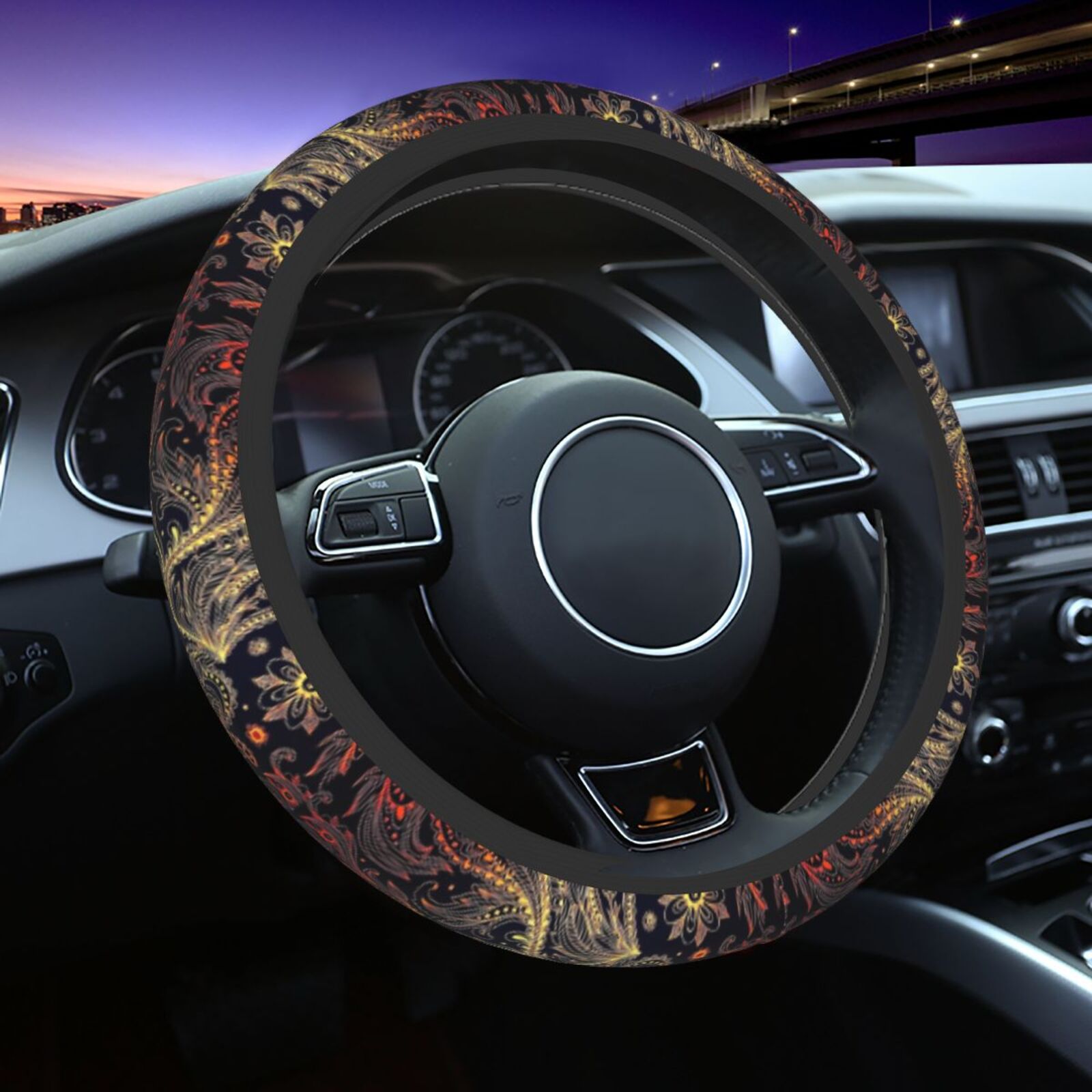 Car Accessories Phoenix - Coprivolante con stampa di piume Phoenix