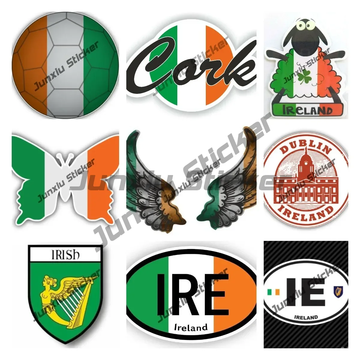 Car Accessories Dublin - Ali della bandiera dell'Irlanda Adesivi per