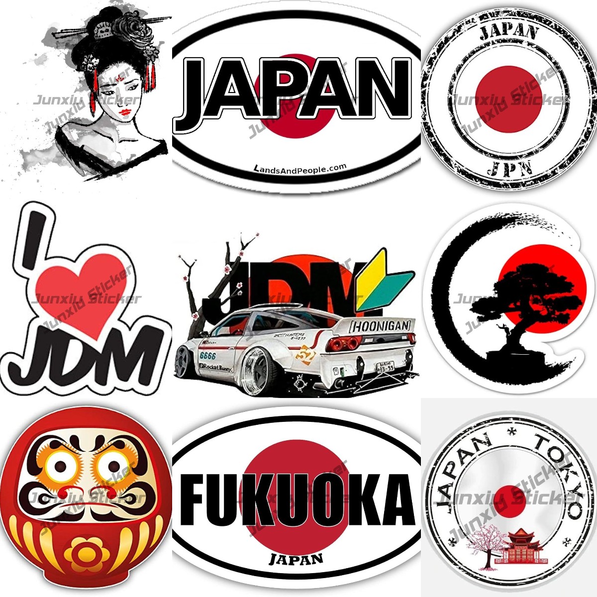 Car Accessories In Tokyo - Giappone Cultura Timbro Adesivo Rotondo Giapponese