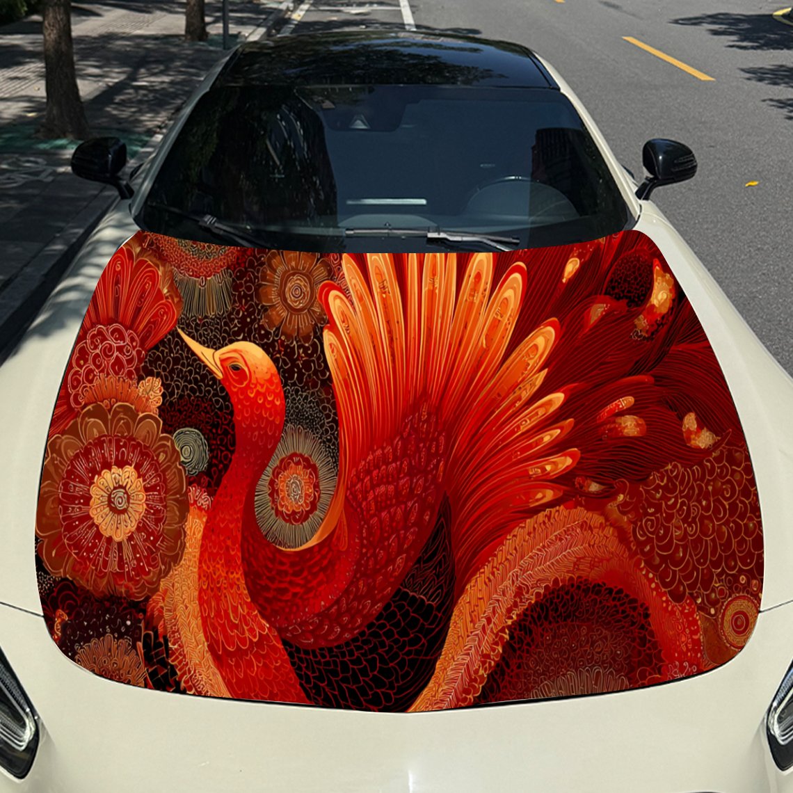 Car Accessories Phoenix - Cool Red Phoenix Adesivo per cofano