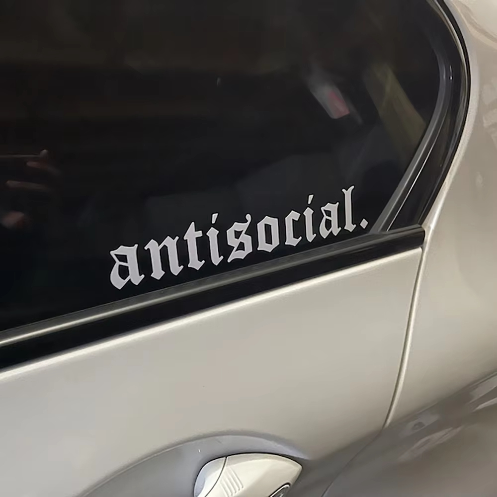 Car Accessories Banner - Adesivo per Auto 'Antisocial', Banner per